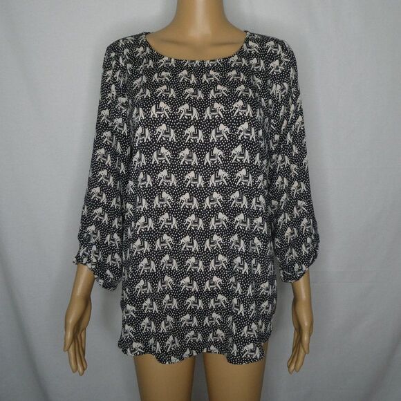 Pixley Stitch Fix Elephant 3/4 Sleeve Blouse Top L - Picture 1 of 10